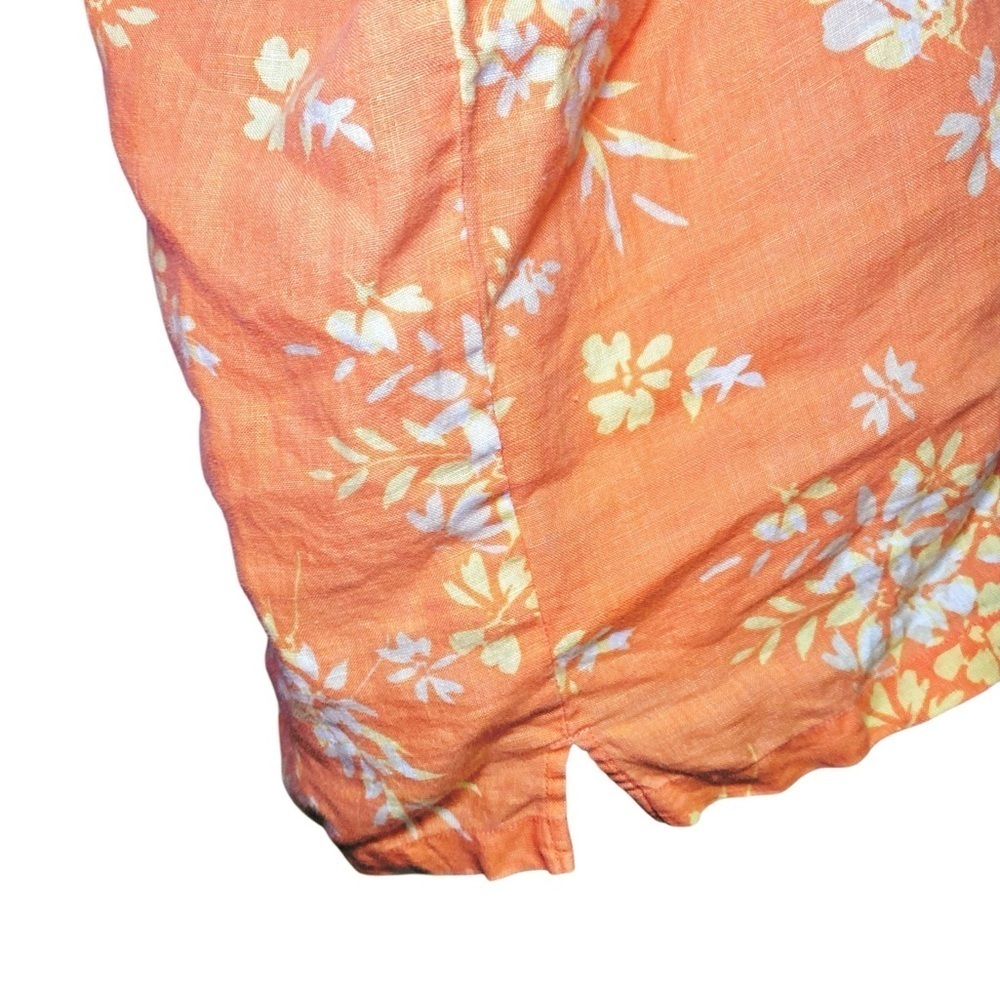 Relativity Floral Orange Linen Button-Up Shirt - Picture 6 of 11
